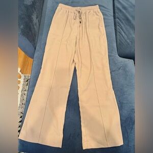 Beige Wide-Leg Pants